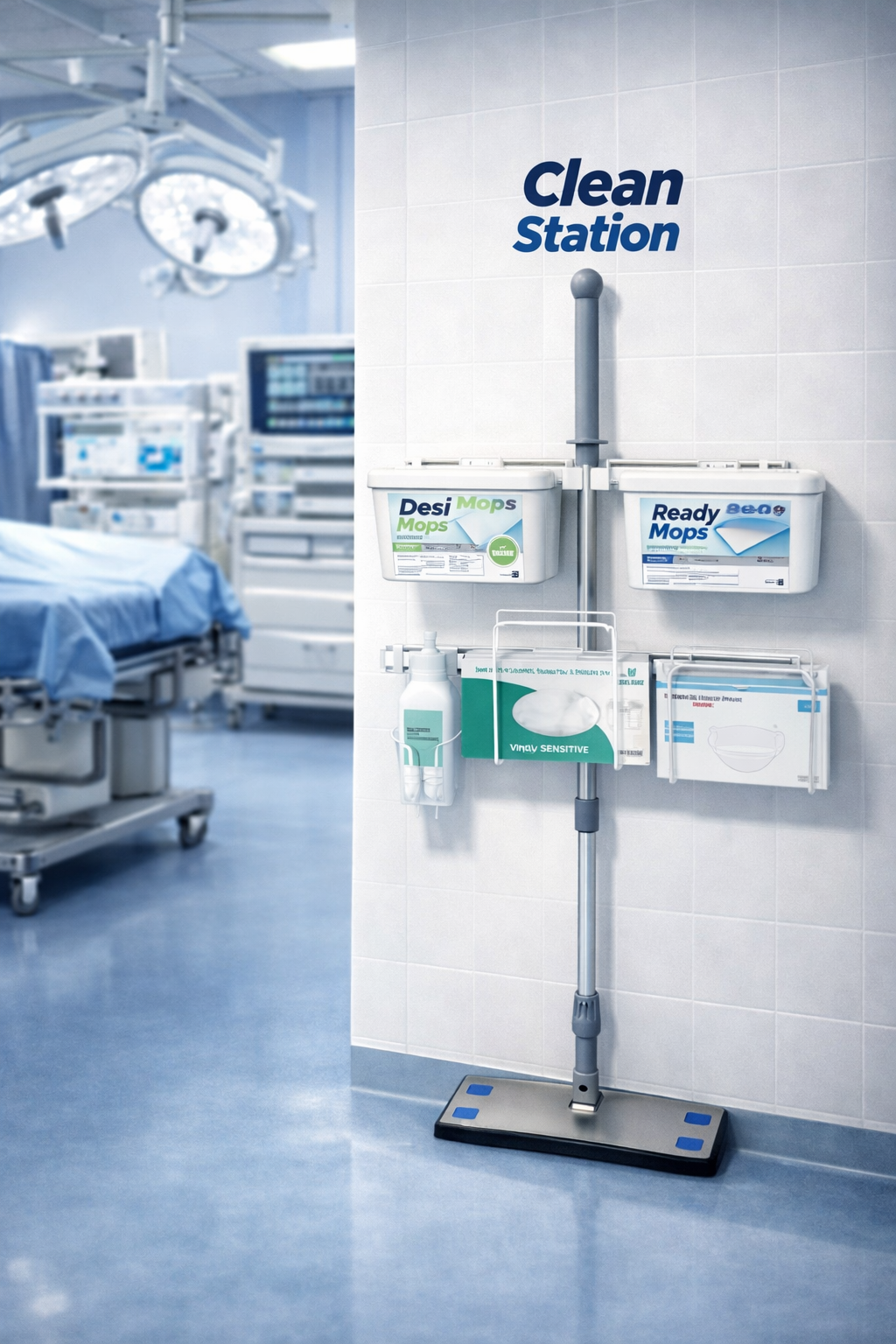 CleanStation Wandhalterung im OP-Bereich einer Klinik