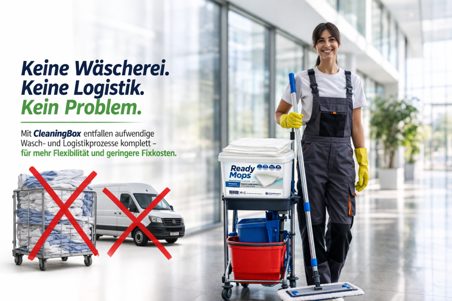 Geen wasserij. Geen logistiek. Geen probleem.