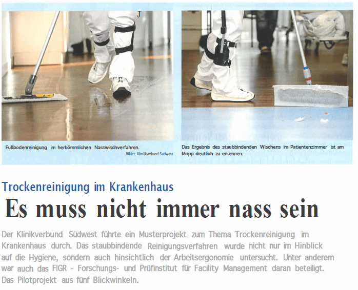 Studie Trockenreinigung im Krankenhaus