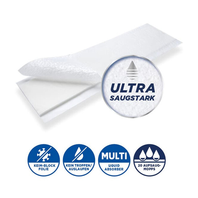 CleaningBox AufsaugMopps, 42x13 cm, weiß, Nachfüllpack 5...