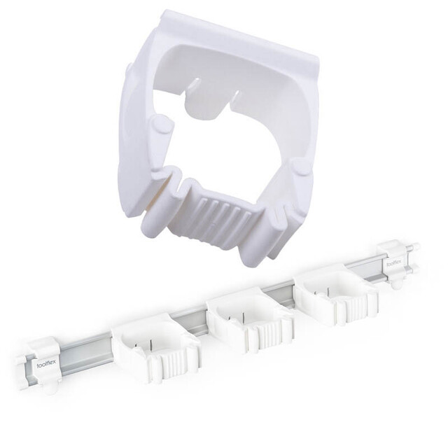 Toolflex aluminium rail 54 cm with 3 holders in white